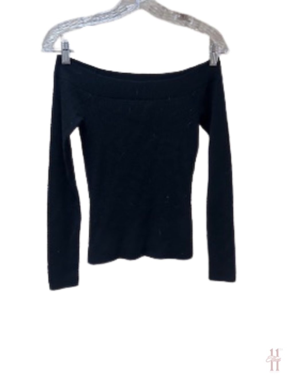 NEW GAP Ribbed Black Off The Shoulder Long Sleeve Top - Women's Small